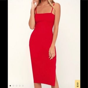 Paulina Red Bodycon MIDI Dress